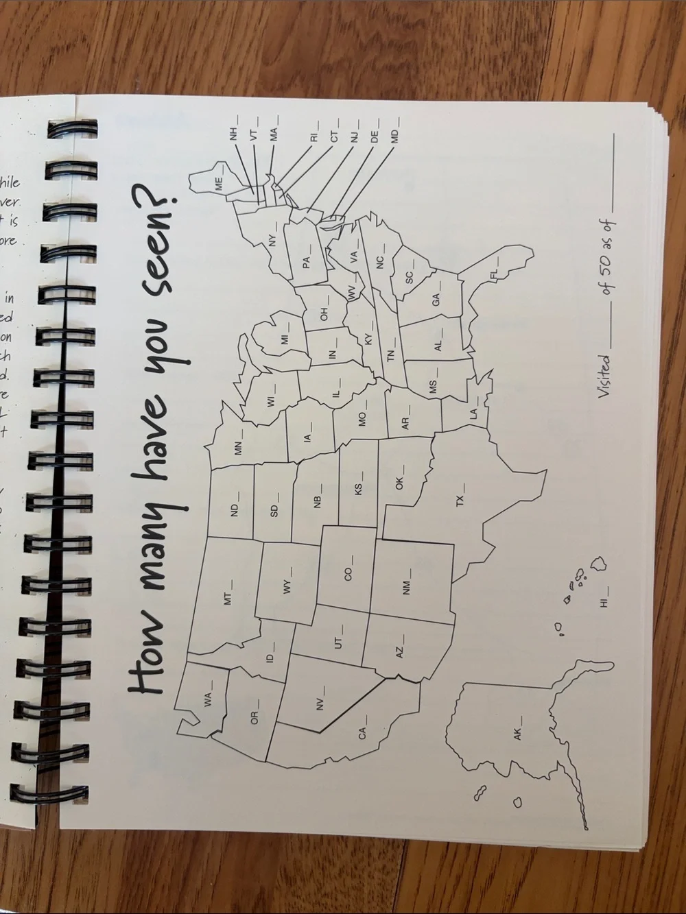 Let's Go See All 50! Visit All 50 States Journal - Brown Spiral Notebook 9x 7
